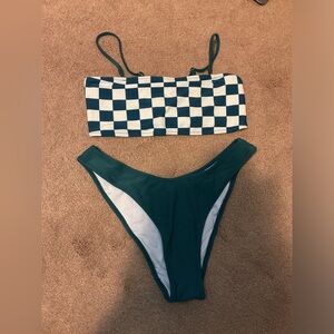 NWOT cupshe green checkered bikini size medium